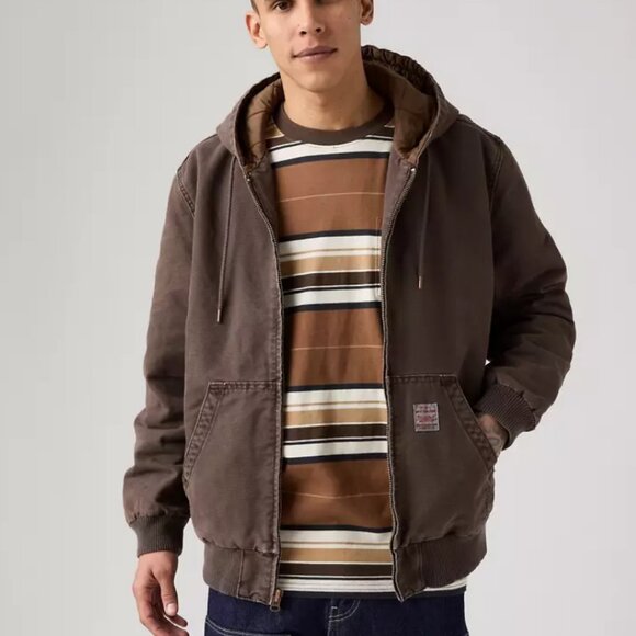 Levis Workwear Potrero Denim Hoodie Crackin Bracken T Brown NWT - Picture 1 of 3